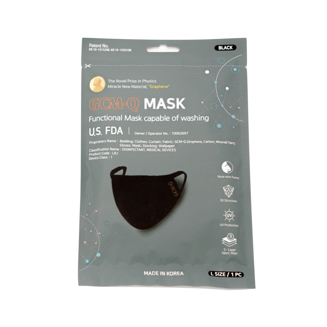 Graphene Carbon Mineral Masks, Set of 3